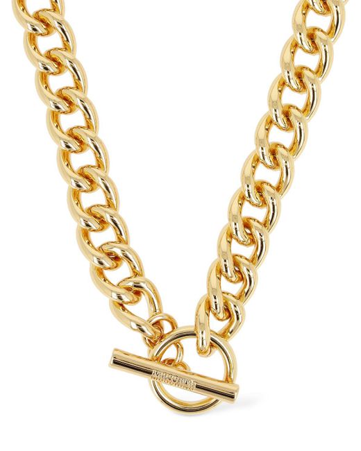 Moschino Metallic Chain Collar Necklace