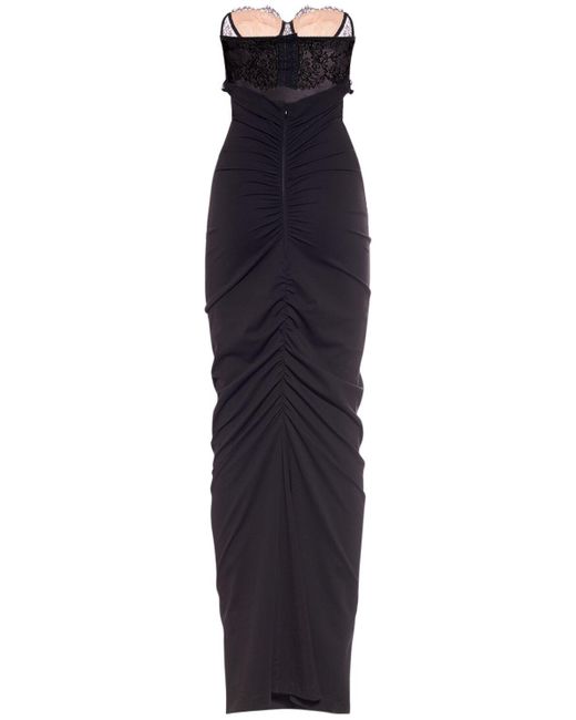 Dolce & Gabbana Blue Stretch Jersey Strapless Long Dress