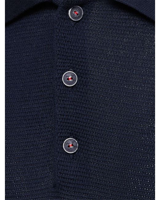 Kiton Blue Cotton Jersey Polo for men