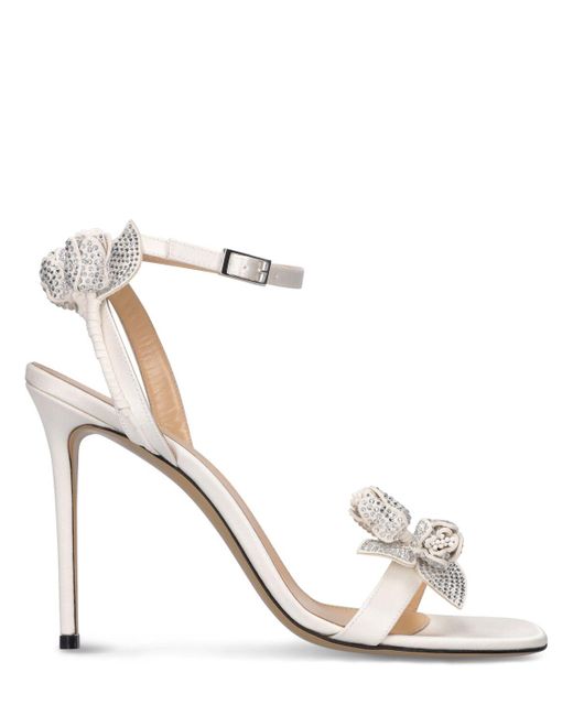 Mach & Mach White 110Mm Wonder Tulip Satin Sandals