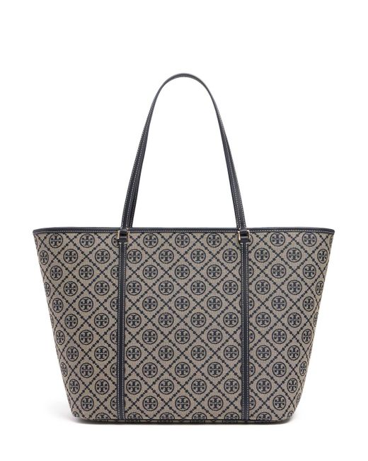 Tory Burch Gray Damen Canvas-Tote Mit T-Monogramm
