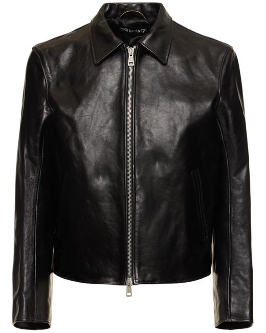 Our Legacy Black Dyed Leather Moto Jacket for men