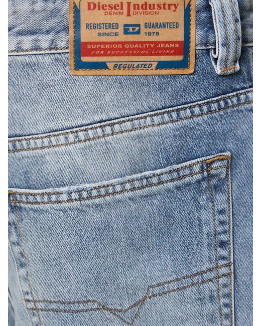 DIESEL Blue D-Macro Cotton Denim Straight Jeans for men