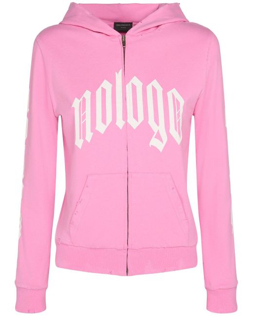 Balenciaga Pink Nologo Cotton Blend Zip-up Hoodie