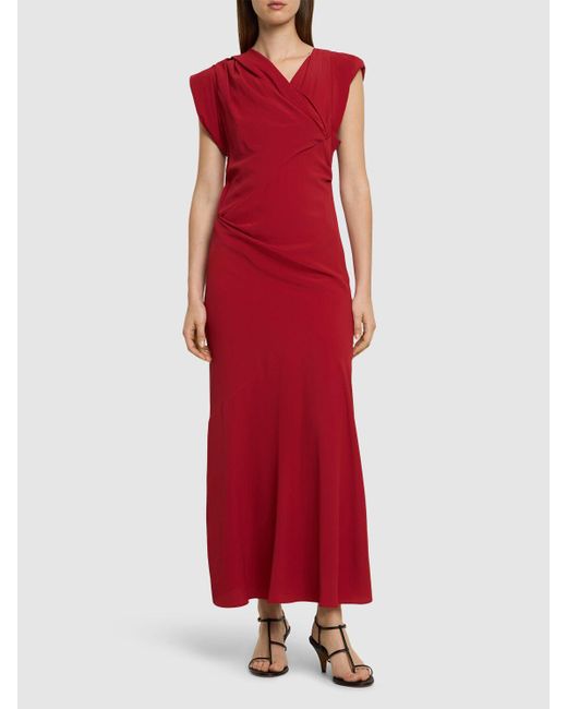 Isabel Marant Red Kidena Acetate & Silk Midi Dress