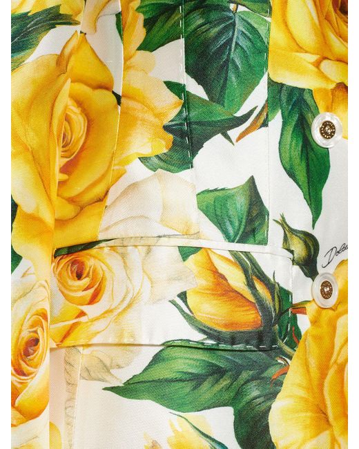 Dolce & Gabbana Yellow Rose Print Satin Jacket