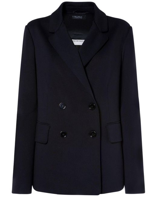 Max Mara Blue Scrigno Jersey Double Breasted Jacket