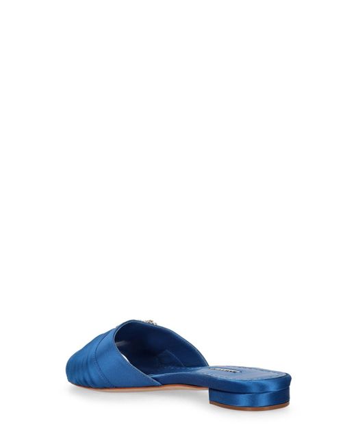 Sandalias planas de satén 10mm Manolo Blahnik de color Blue