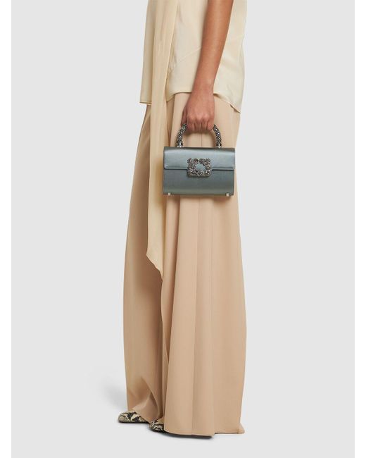 【Roger Vivier】ミニエンベロープフラワーレザーバッグ Roger Vivier Mini Envelope Flower Leather Bag in Blue | Lyst