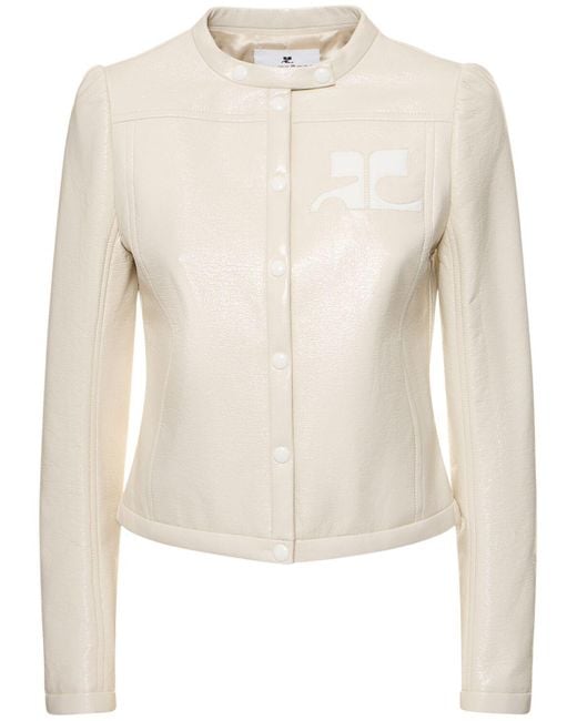 Courreges Iconic コーテッドビニールバイカージャケット Natural