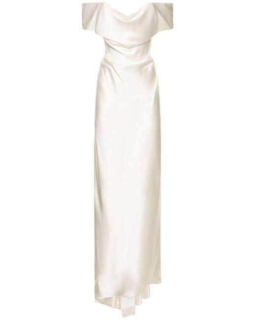 Vivienne Westwood White Nova Cocotte Heavy Silk Satin Long Dress