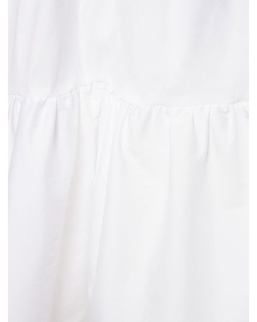 Max Mara White Kleid Aus Baumwollmischpopeline Mit Rüschen