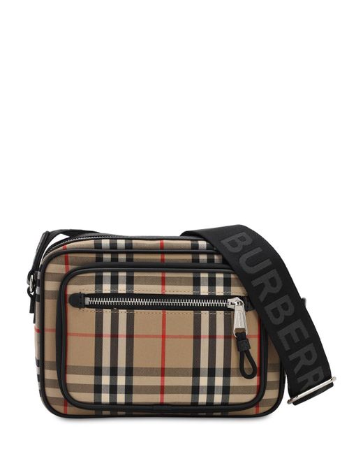Burberry Paddy Check Canvas Crossbody Bag in Black for Men | Lyst