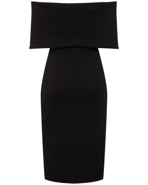 Bottega Veneta Black Textured Nylon Off-the-shoulder Dress
