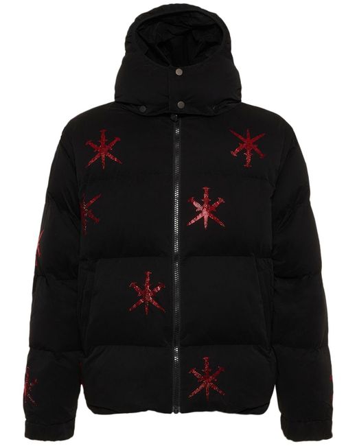 Unknown Black Red dagger Puffer Jacket W/crystals for men