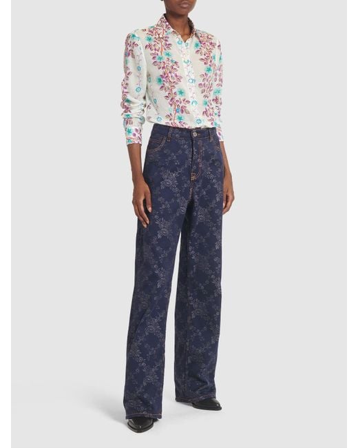Etro Multicolor Floral Printed Cotton Long Sleeve Shirt