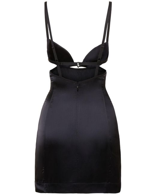Nensi Dojaka Black Double Petal Satin Mini Dress