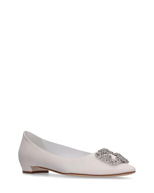Scarpe Basse Hangisi Clc In Grosgrain 10mm di Manolo Blahnik in White