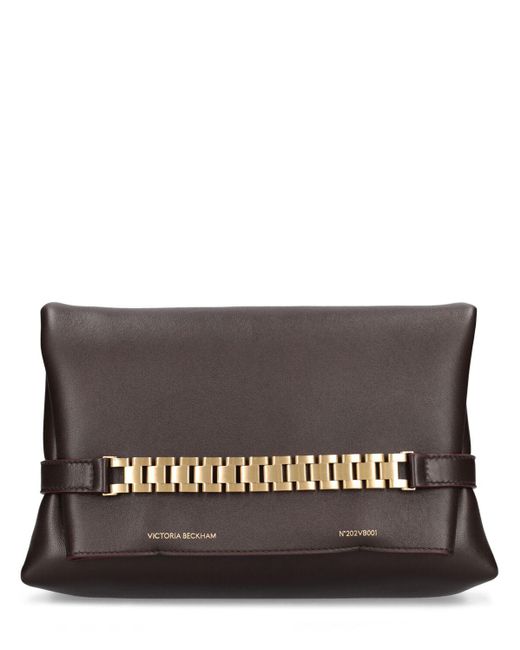 Victoria Beckham Gray Chain Leather Shoulder Bag