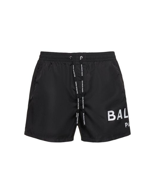 Balmain Black Logo Tech Swim Shorts for men