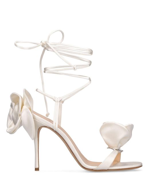 Magda Butrym White 10mm Satin Flower Sandals