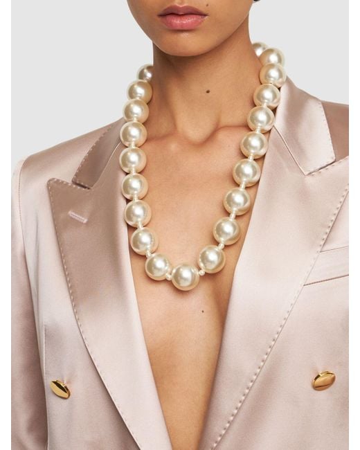 Collar doble con perlas sintéticas Magda Butrym de color White