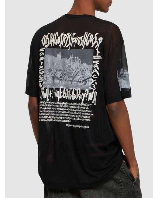 Doublet Black Sheer Printed Cotton T-Shirt for men