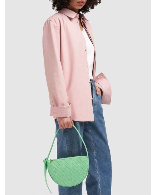 Bottega Veneta Green Mini Sunrise Leather Shoulder Bag