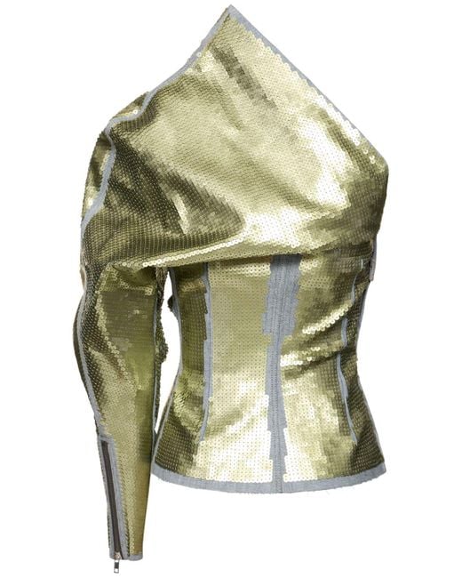 Rick Owens Green Luxor Sequin-embellished Top