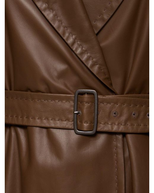 Max Mara Brown Aiello Leather Trench Coat W/ Belt
