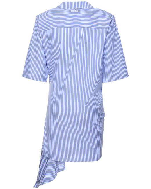 MSGM Blue Cotton Poplin Mini Dress