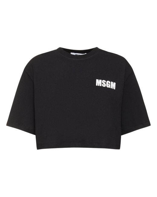 MSGM クロップドコットンtシャツ Black