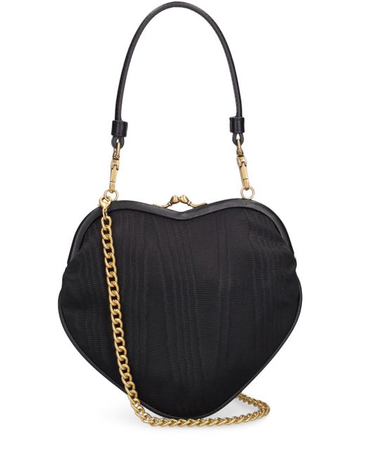 Vivienne Westwood Black Belle Heart Frame Moiré Top Handle Bag