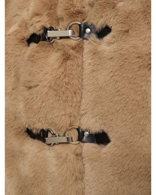 ROTATE BIRGER CHRISTENSEN Brown Sepia Fluffy Faux Fur Jacket