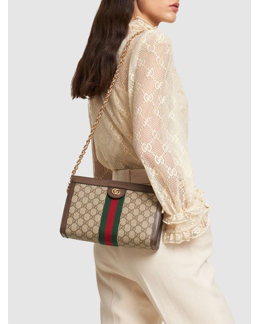 Gucci Ophidia Gg Supreme Leather Shoulder Bag in Grey | Lyst UK