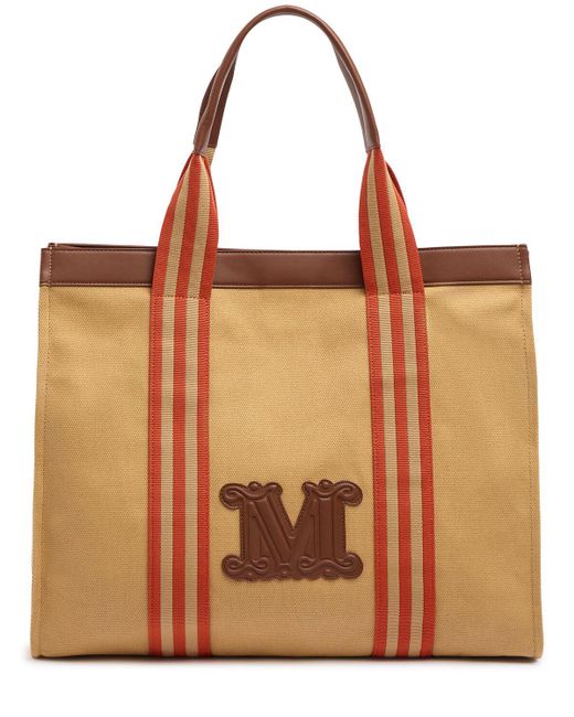 Max Mara Palau Canvas Beach Bag Brown