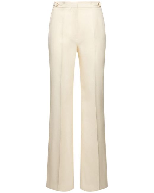 Gabriela Hearst Natural Vesta Tailored Wool Blend Wide Pants
