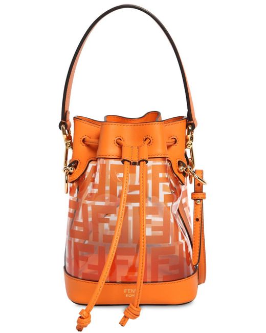 Fendi Orange Mini Mon Tresor Leather-trimmed Plastic Bucket Bag