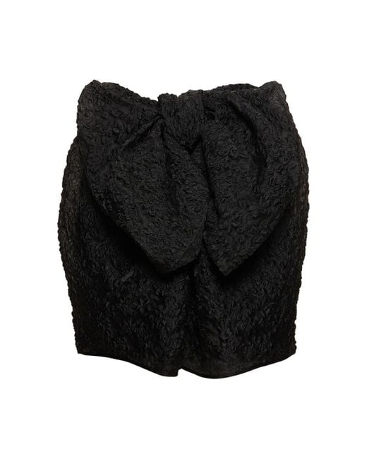 CECILIE BAHNSEN Black Vailis Mini Skirt W/ Self-Tie Bow