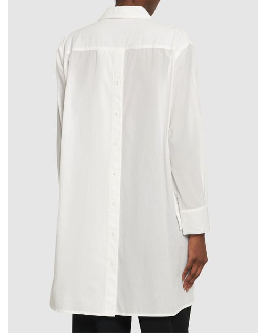 Yohji Yamamoto White Cotton Voile Asymmetric Buttoned Shirt