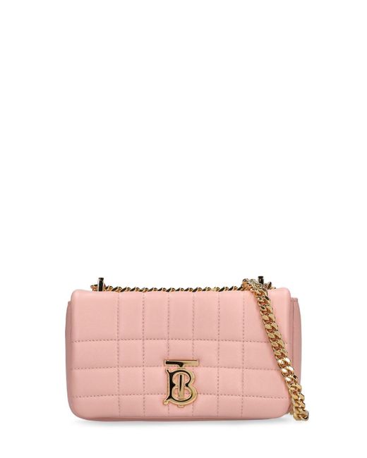 Burberry Pink Quilted Leather Mini Lola Chain Crossbody Bag