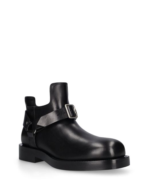 Burberry Black Mf Saddle Mini Leather Ankle Boots for men