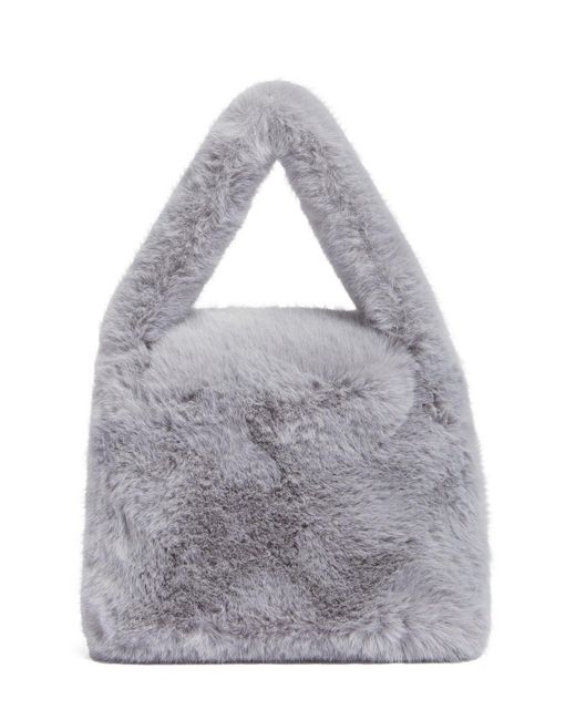 Blumarine Gray Faux Fur Top Handle Bag