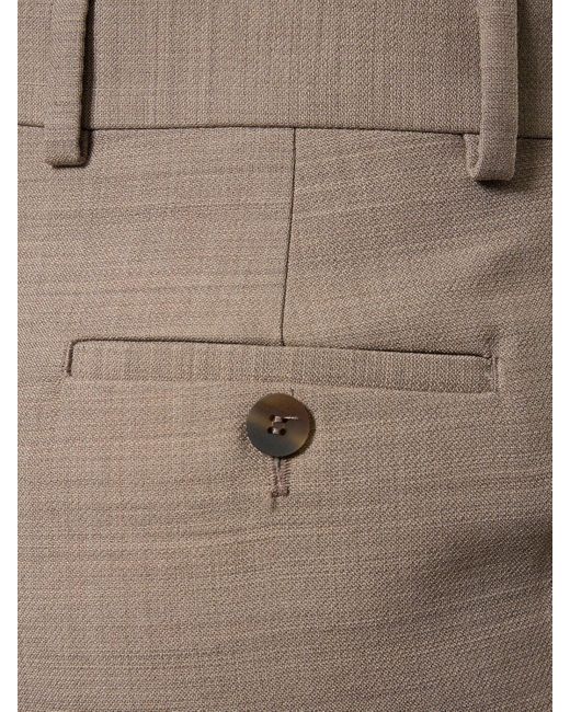 Pantalon droit en laine nattée doublée Ferragamo en coloris Gray