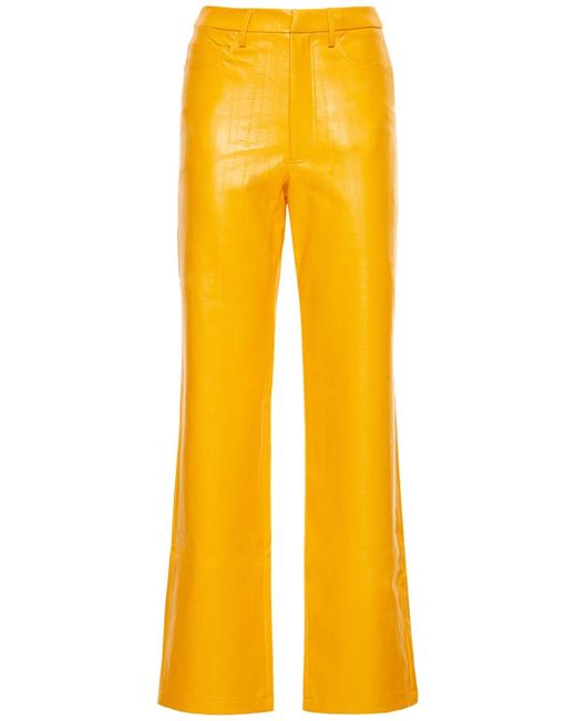ROTATE BIRGER CHRISTENSEN Yellow Rotie Coated Straight Pants