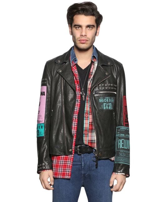 Men's Biker Leather Jackets with Studs and Patches, 25% Off