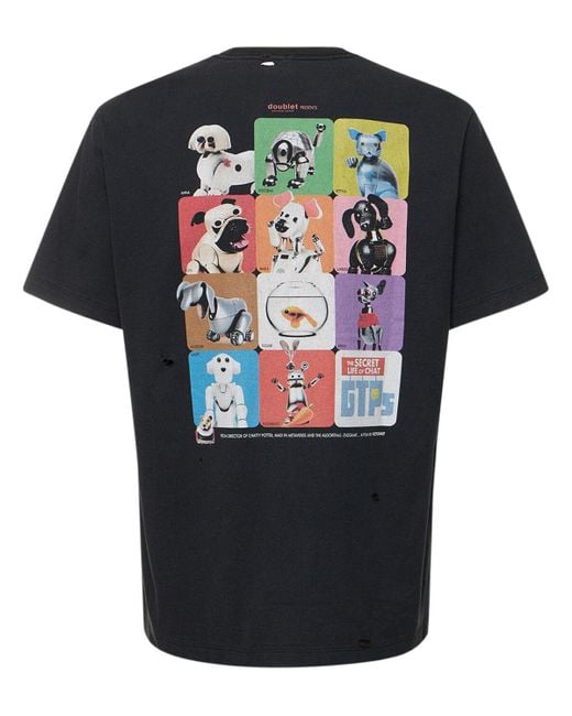Doublet Black Pet Robot Cotton T-Shirt for men