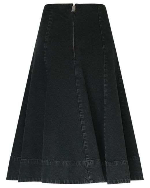 Khaite Black Lennox Cotton Midi Skirt