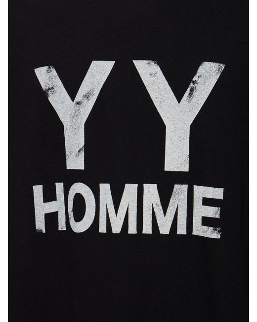 T-shirt en coton imprimé yyh Yohji Yamamoto pour homme en coloris Black