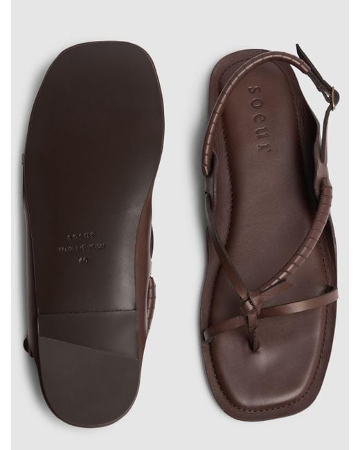 Soeur Brown 20mm Anais Leather Flat Sandals